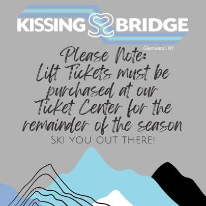 Lift Tickets must be purchased at the ticket center for the remainder of the season.