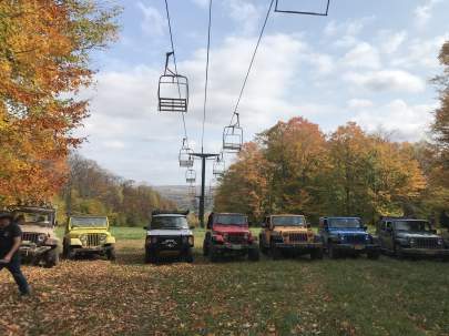 Row of Jeeps at top of South Slopes